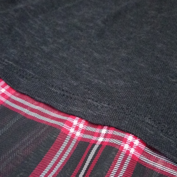 Rue21 Charcoal Gray Plaid Lightweight Hoodie Top - Picture 8 of 8